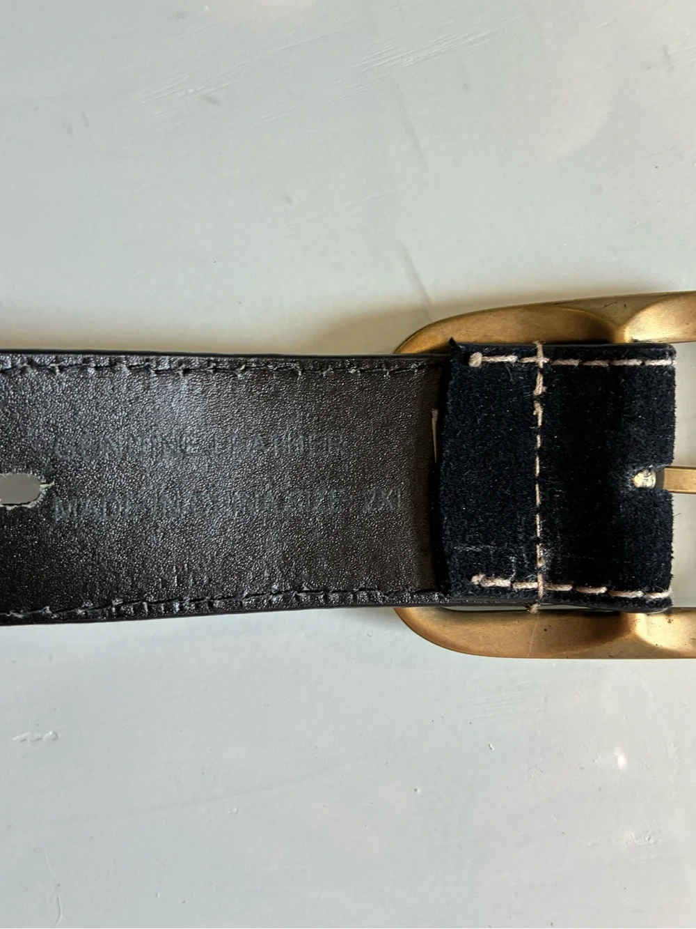Black Genuine Leather Suede Belt Size 2XL
